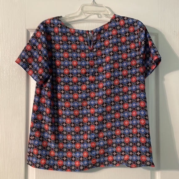 J. Crew Red and Blue Flower Patterned Top - Picture 6 of 7
